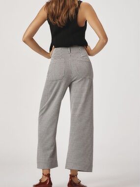Anthropologie Colette Pants Maeve Cropped Wide Leg Houndstooth New 30 Black